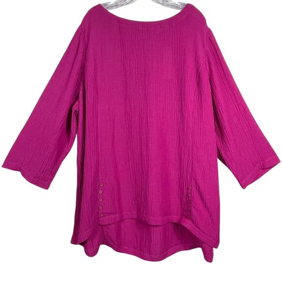 NWT Soft Surroundings Oceo Gauze Tunic Top Size 3X Fiery Fuchsia Pink - Picture 2 of 16
